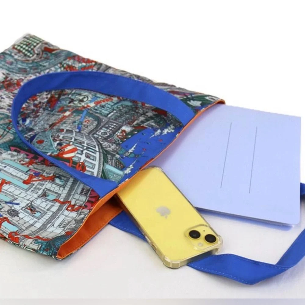 NEW Vibrant Art Printed Canvas Tote Shopping Bag w Handles and Embellishments - Picture 5 of 12